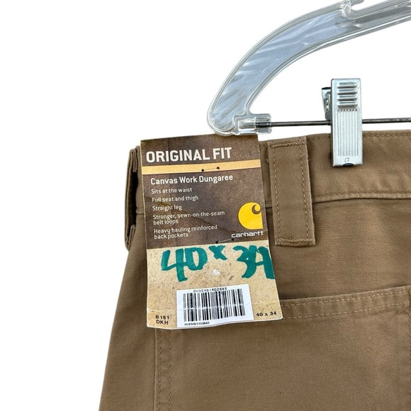 NWT Carhartt Canvas Work Dungarees- Size 40 x 34 - Tan Khaki - Picture 7 of 7